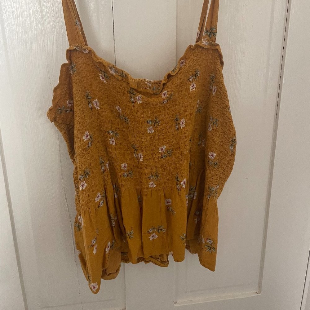 American Eagle Floral Yellow Top
